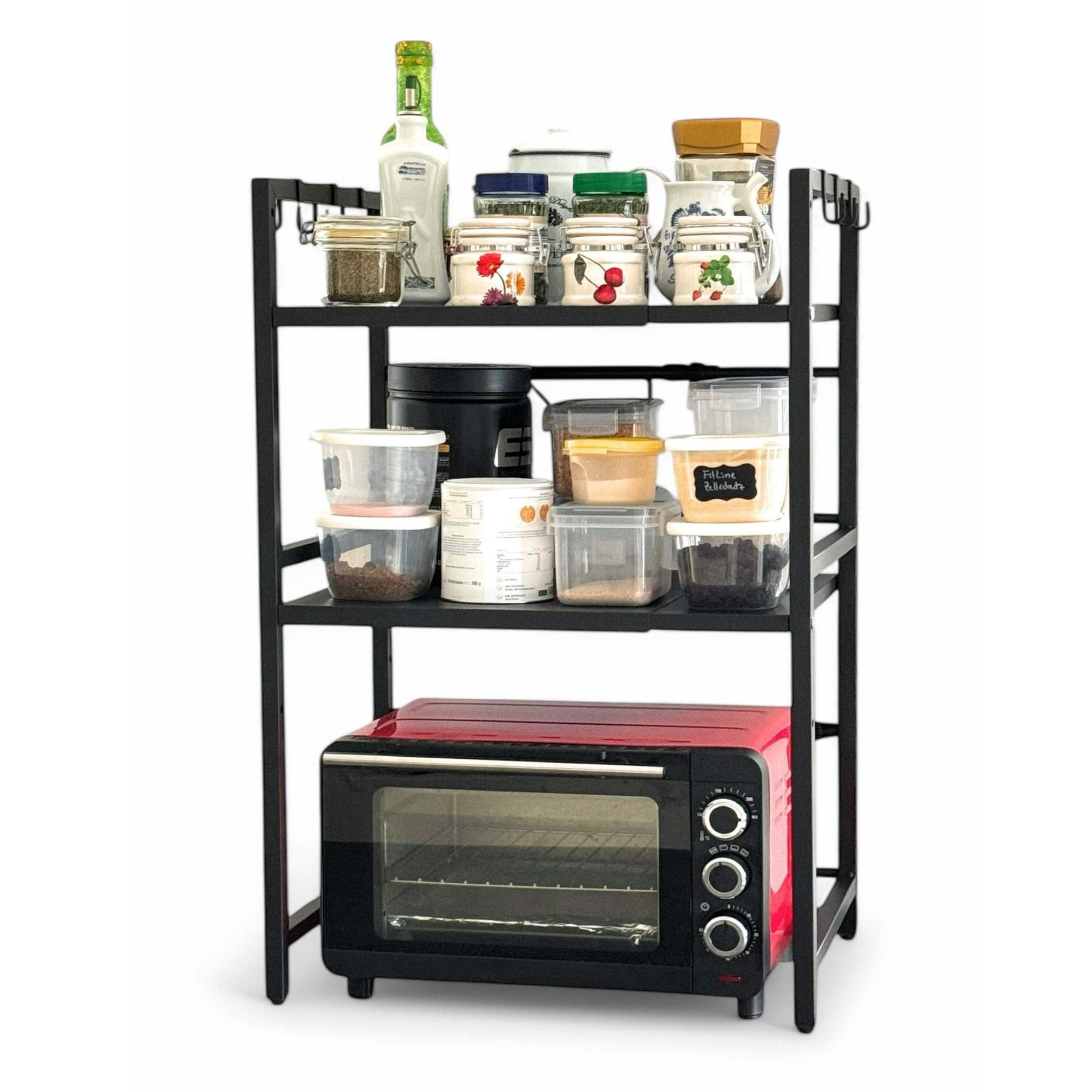 KÜCHENREGAL 3 Stufig Verstellbar 40 - 64 cm Metall - Schwarz, Metall (64/78/36cm) - DanDiBo