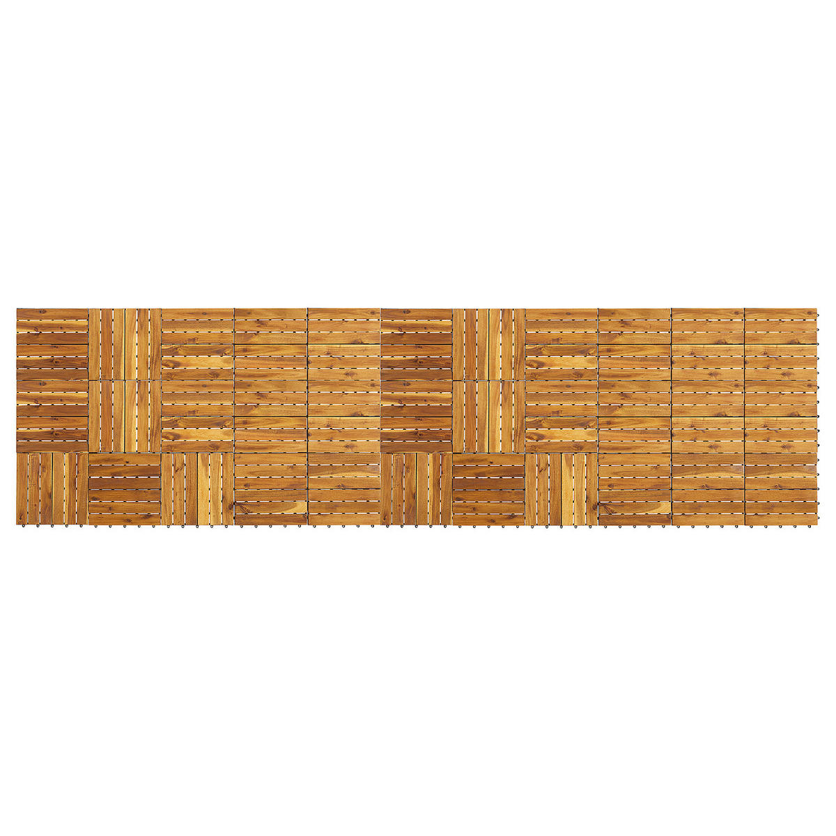 TERRASSENFLIESE - Akazie massiv - 33er-Set - Akaziefarben, Holz/Kunststoff (30/30/2.4cm) - home24