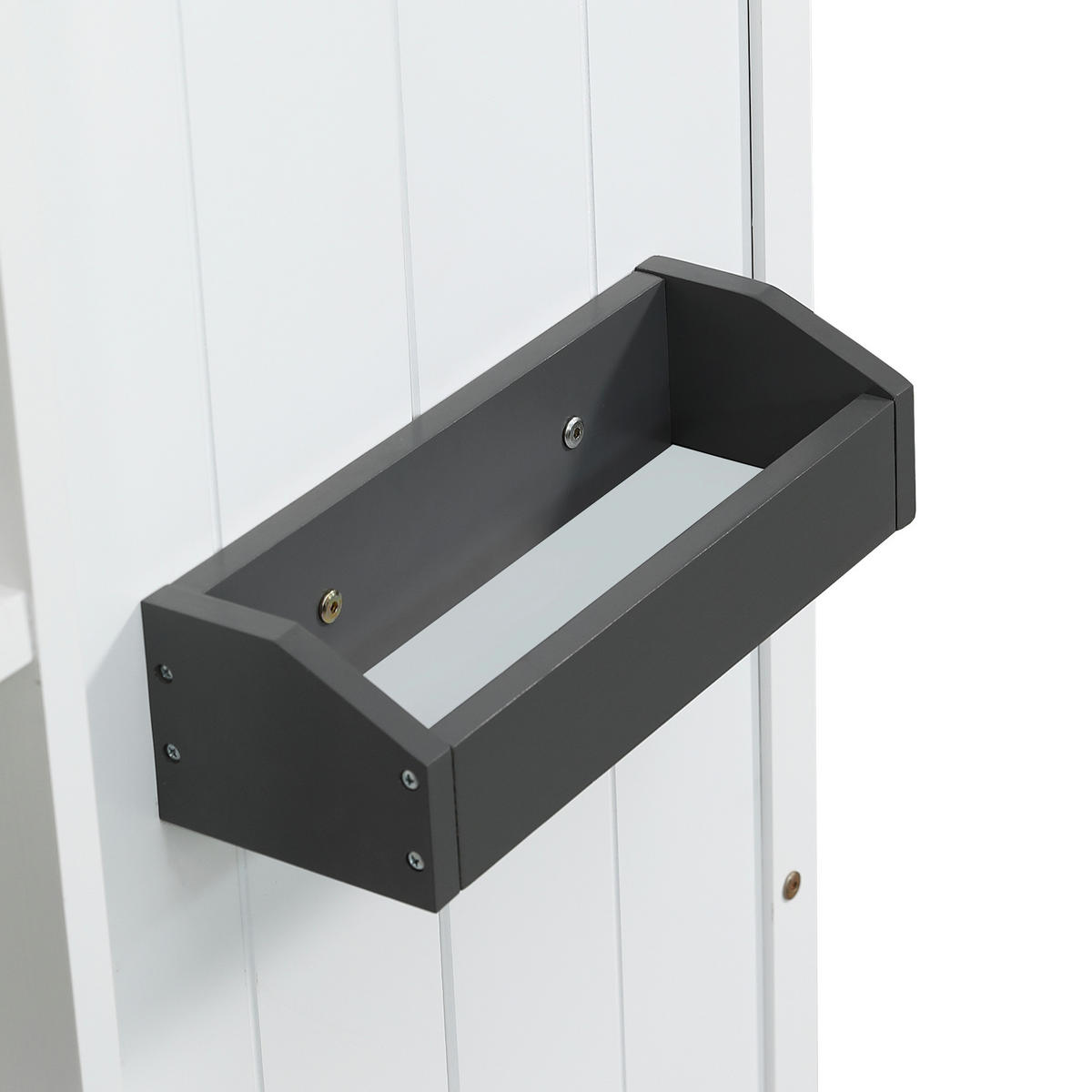ETAGENBETT 90/200 cm in Weiß & Grau Kinderbett mit Treppe, Regal und Fenster im Hausbett-Design - Weiß, Holzwerkstoff (90/200cm) - STILVORA