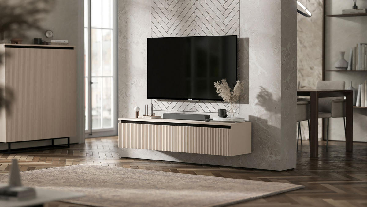TV-SCHRANK Selene Kaschmir matt Glamour 140 cm - Kaschmir, Holzwerkstoff (140/30/35cm) - Meble Lindner