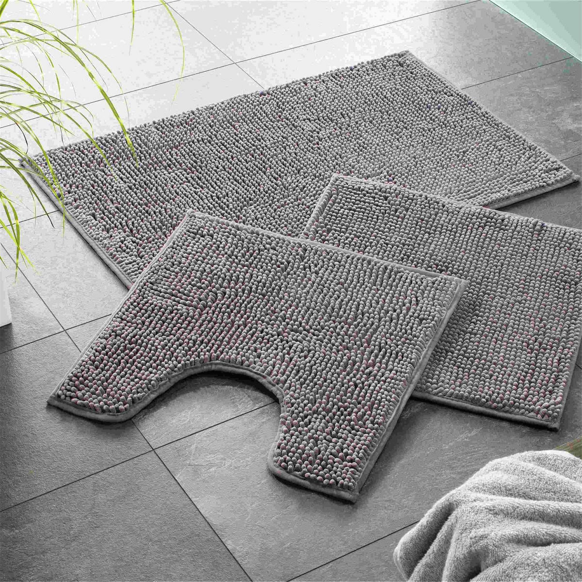 BADEMATTE MIT WC AUSCHNITT PARIS - Grau, Textil (45/45cm) - WohnDirect