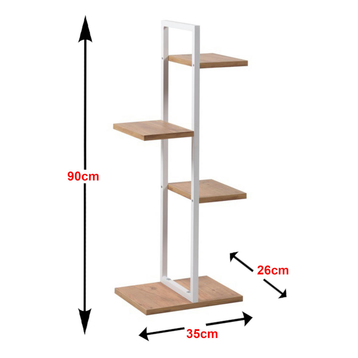 STANDREGAL Blaabjerg - Walnussfarben/Weiß, Holzwerkstoff/Metall (35/90/26cm) - [en.casa]