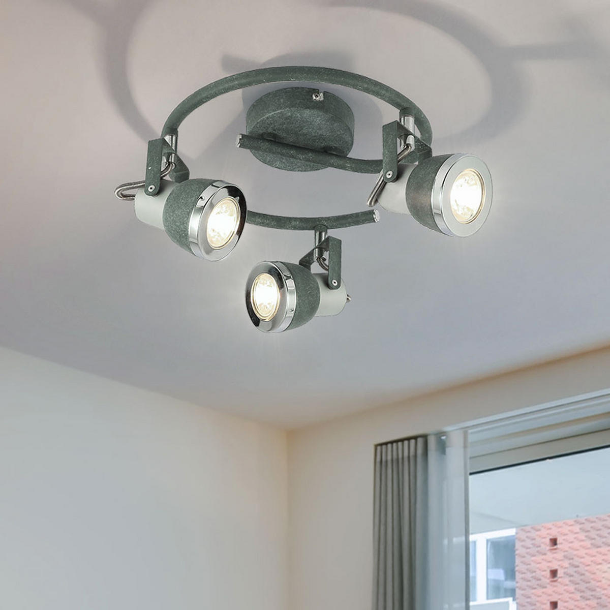 LED DECKENLEUCHTE Spotleuchte Metall Steingrau - Grau, Metall (25.5/25.5/16cm) - Globo Lighting