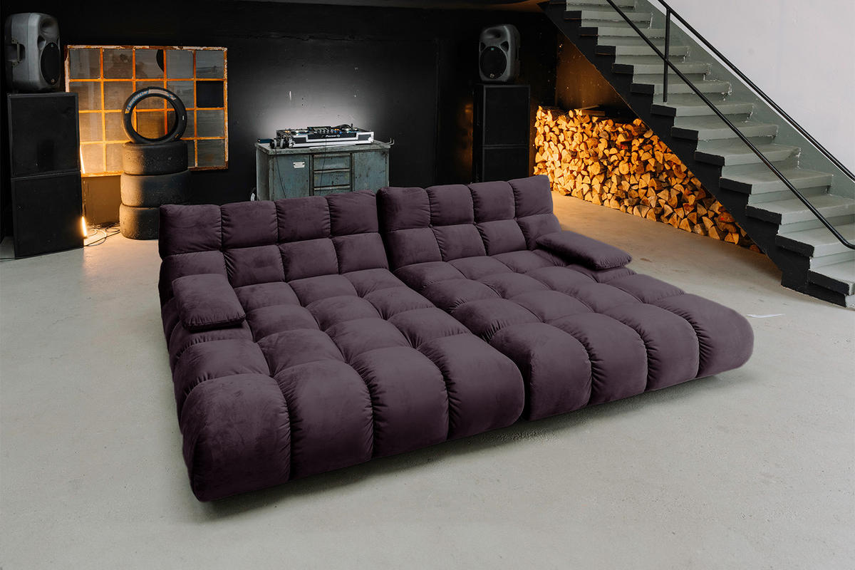 BIG SOFA VIVIEN Violett Velvet - Violett/Schwarz, Kunststoff/Textil (296/85/178cm) - KAWOLA