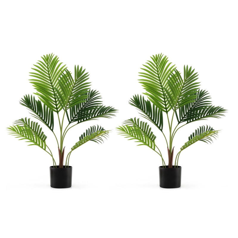KÜNSTLICHE ARECA-PALME im Topf grün(2er-Set) - Grün, Kunststoff (90cm) - COSTWAY