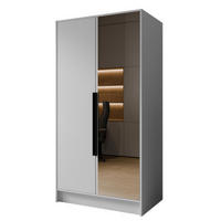 SCHRANK Weiß LUSO Mit Spiegel Und Schwarzen Griffen 100 g - Schwarz/Weiß, Holzwerkstoff (102/200/51cm) - Sepro Meble
