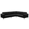 ECKSOFA mit Ottomane - Schwarz, Leder/Metall (290/230cm) - home24