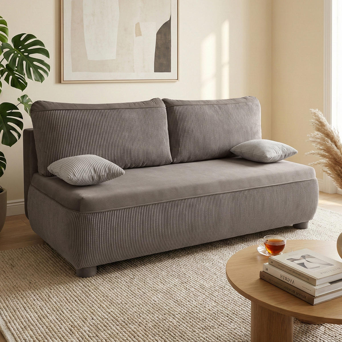 SCHLAFSOFA Aida 3-Sitzer mit Schlaffunktion, Braun - Braun, Textil (211/88/93cm) - Beautysofa