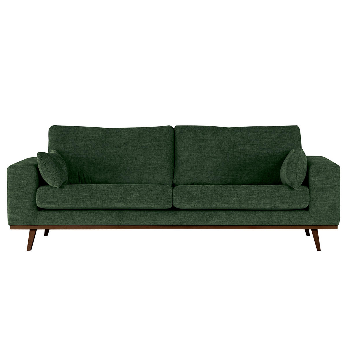 2-SITZER SOFA - Dunkelgrün/Buchefarben, Buchenholz/Textil (197/81/88cm) - home24