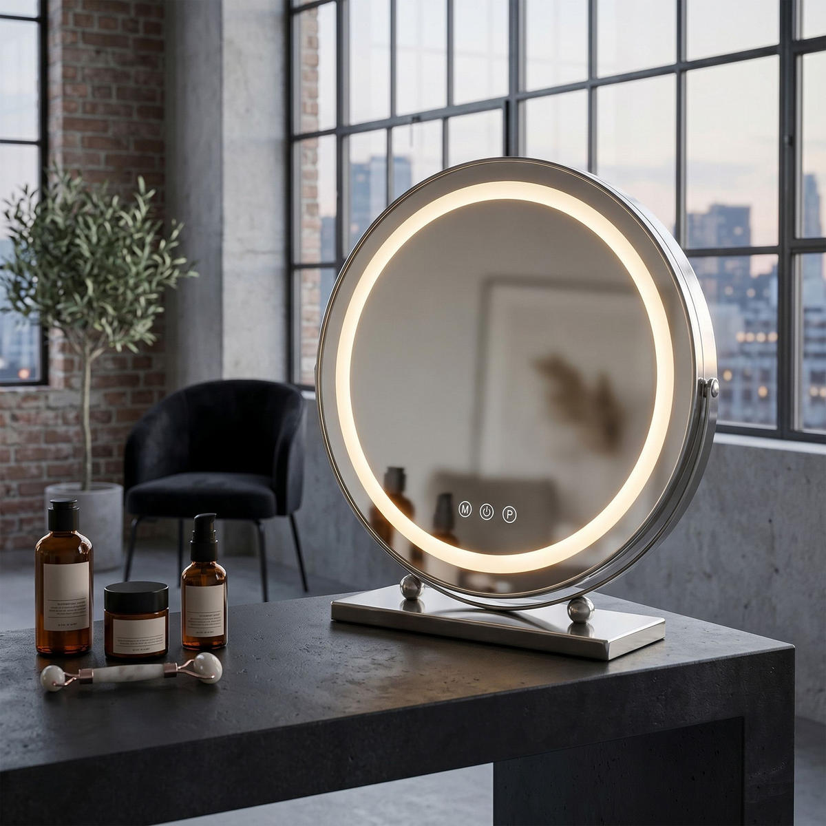 SPIEGEL Rea Led Make-up Chrome 40 Cm - Chromfarben, Glas (4/43/12cm) - REA