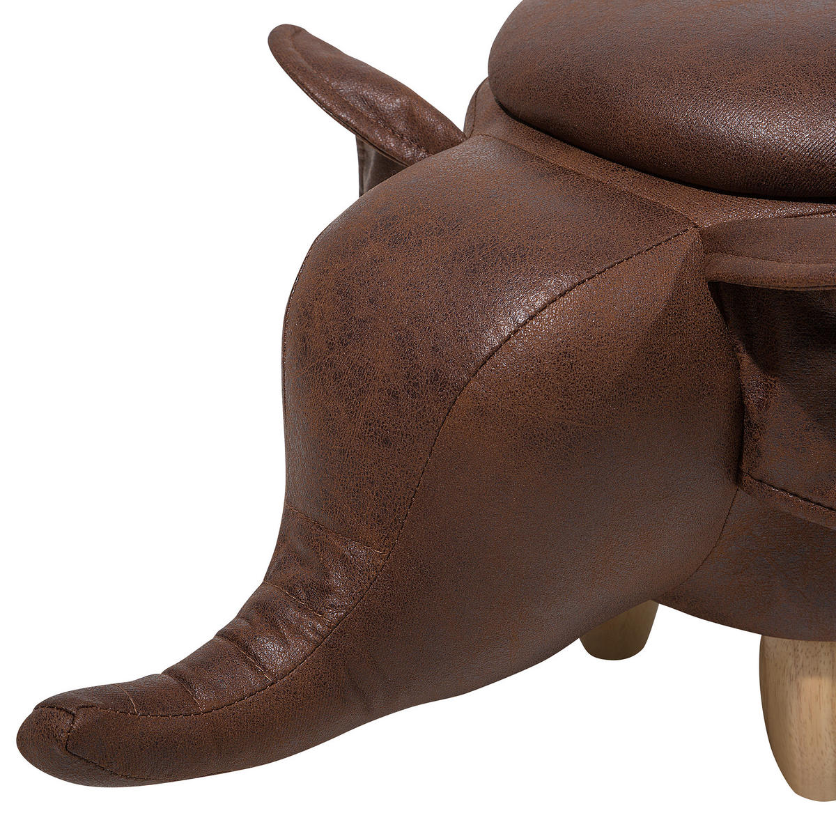 HOCKER Elephant 32/70/35 cm - Braun, Kunststoff/Textil (70/35/32cm) - Beliani