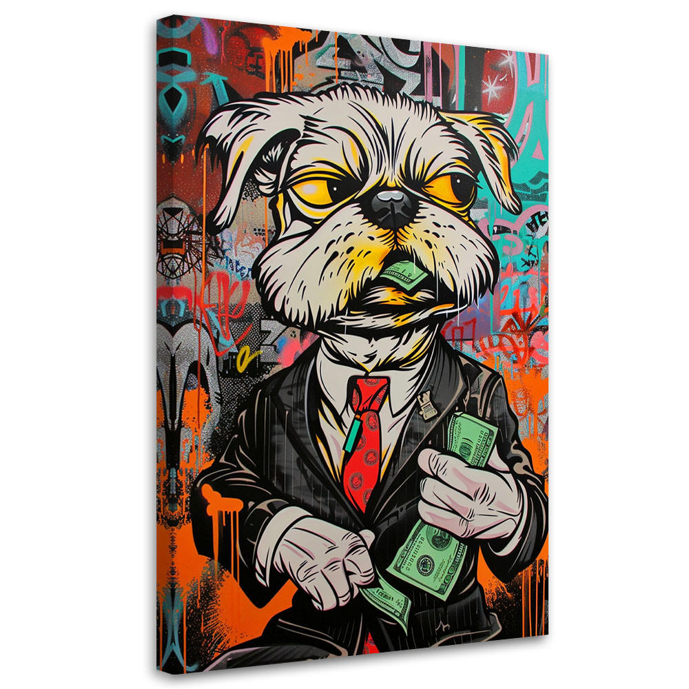 LEINWANDBILD Hund Dollar Pop Art 70x100cm - Multicolor, Textil (70/100cm) - Feeby