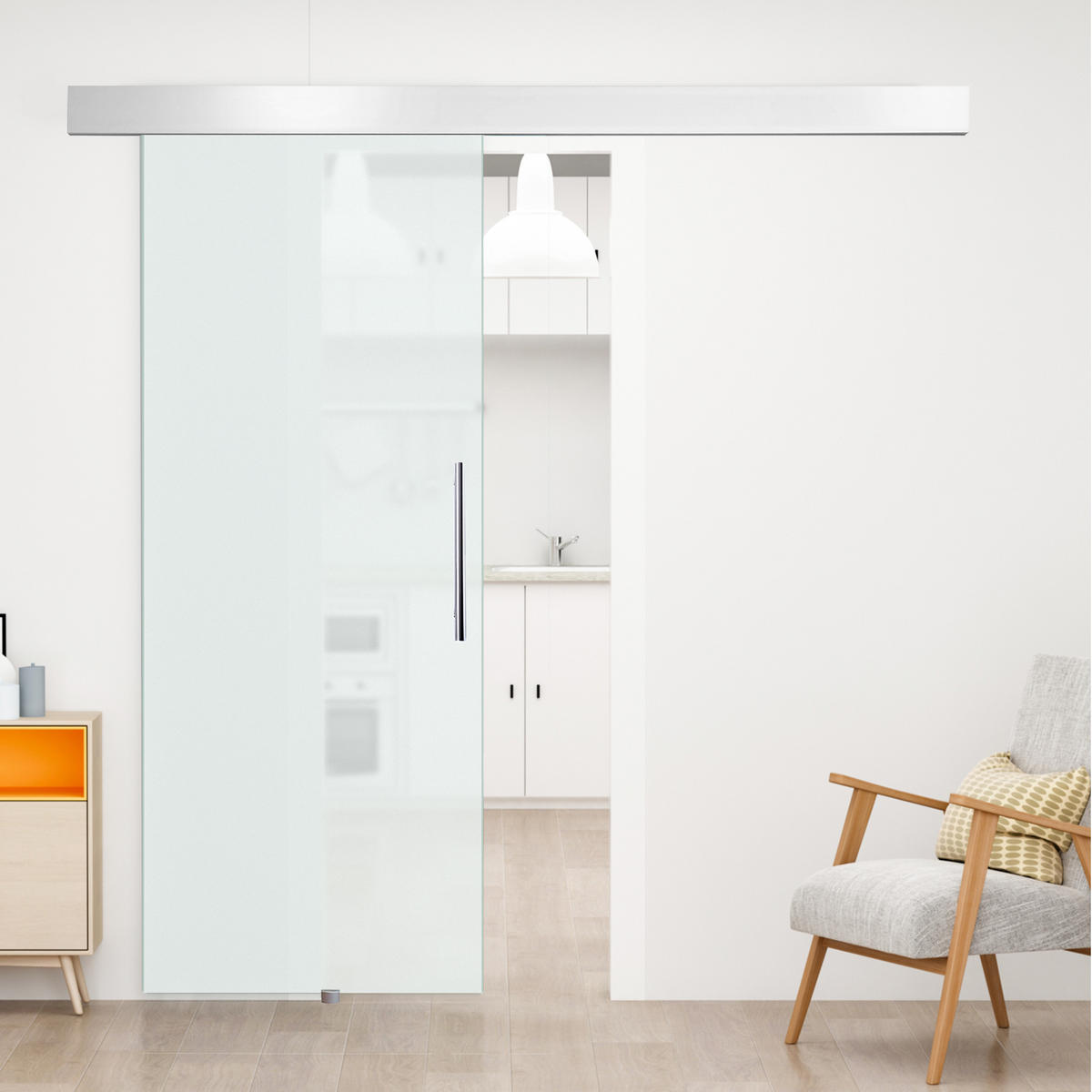 INNENTÜR Alulegierung Glas Vollflächtig Satiniert - Klar, Glas/Metall (0.08/205/90cm) - HOMCOM