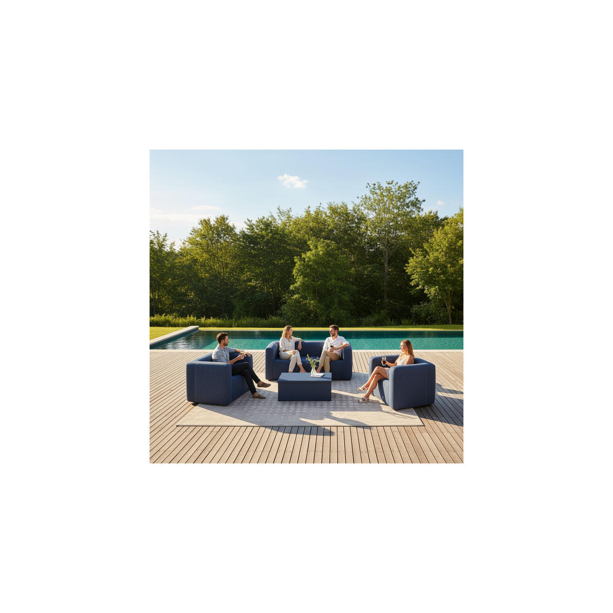 TRUHENTISCH - Öffnung nach oben - Innen und außen - Farbe Blau - Blau, Kunststoff (38.5/96/45.5cm) - Terracotta