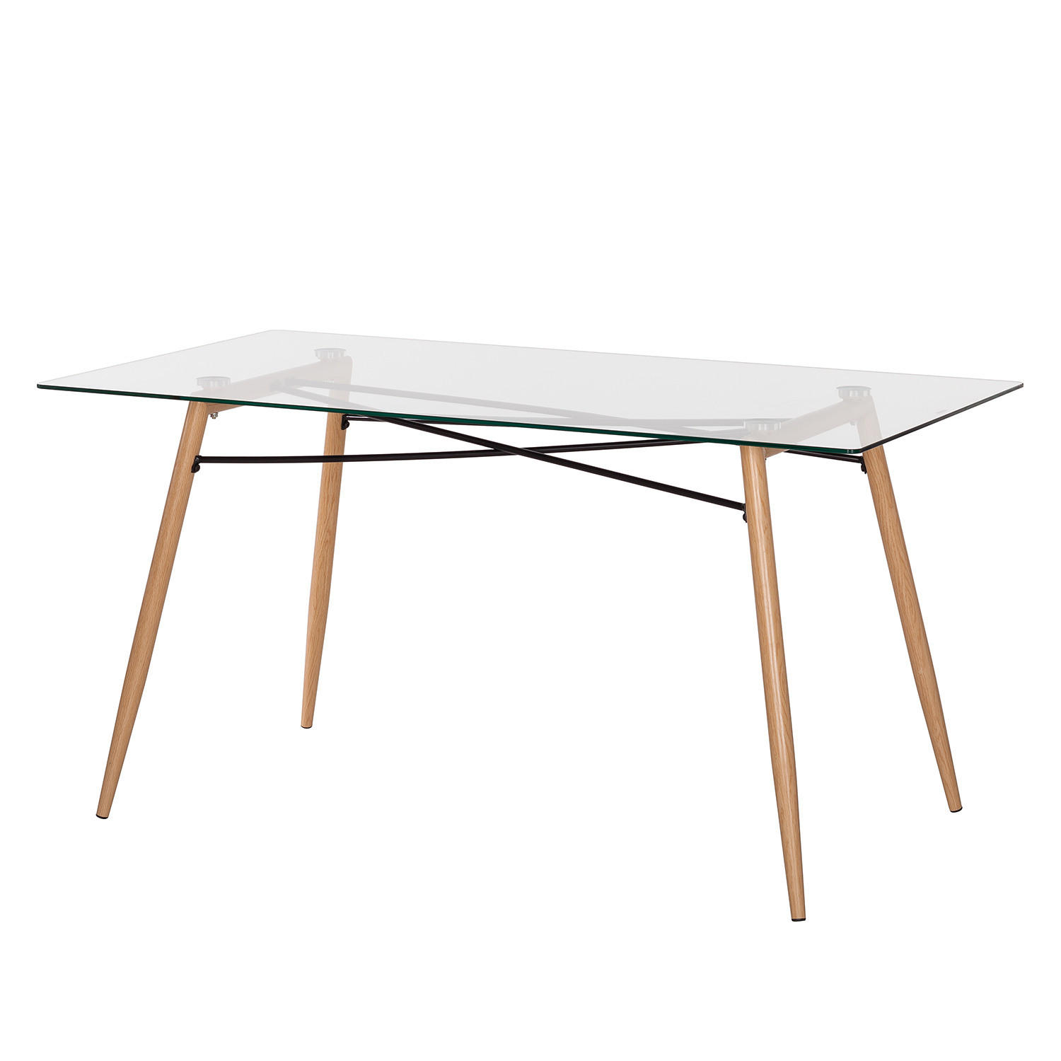 ESSTISCH - Glas / Metall - Eiche - Eichefarben, Glas/Metall (80/150/75cm) - home24