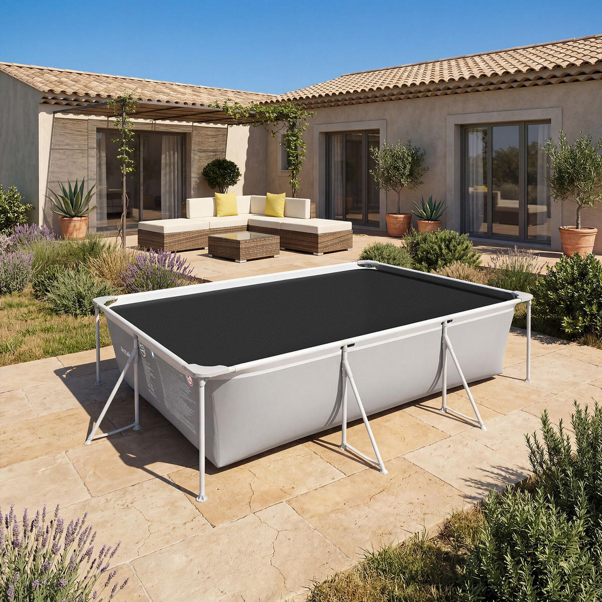 POOLABDECKUNG , 400 x 600 cm, schwarz - Schwarz, Kunststoff (600/400cm) - tectake