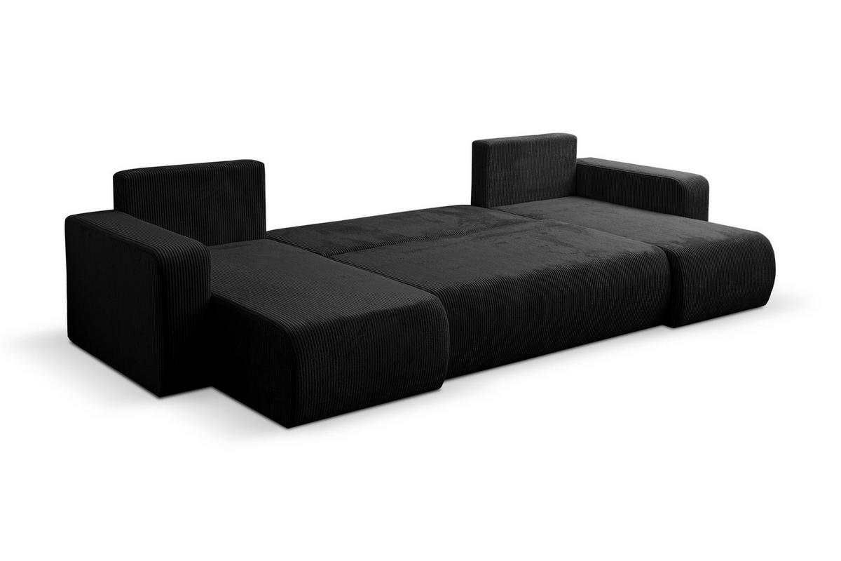 WOHNLANDSCHAFT LUNA U-FORM mit Schlaffunktion und Bettkasten (Schwarz) - Schwarz, Textil (312/83/142cm) - VENASI MÖBEL