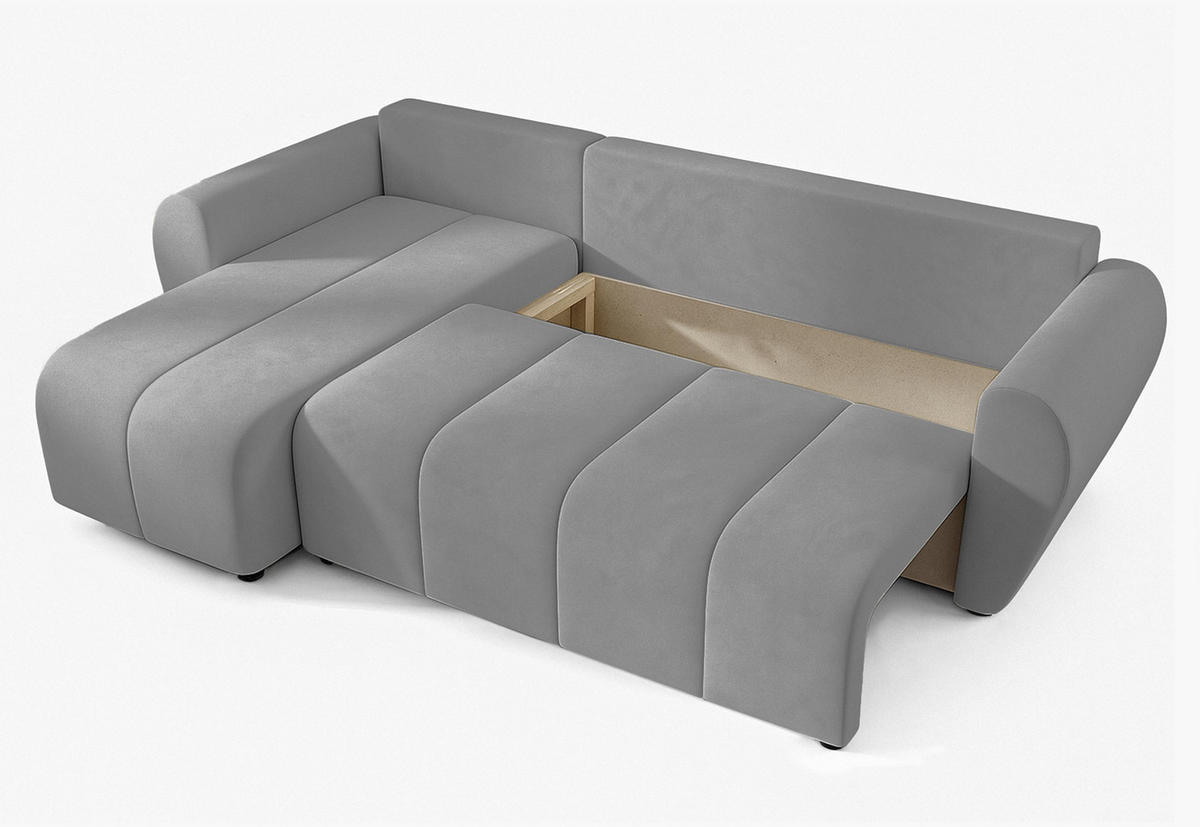 ECKSOFA L Form Malatya Hellgrau 246/145/80 cm stilvolle mit Schlaffunktion L - Hellgrau/Schwarz, Kunststoff/Textil (145/246cm) - AX Living