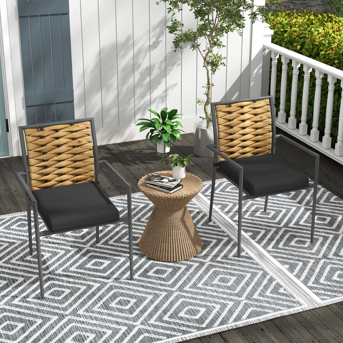 GARTENSTÜHLE Outdoor-Stühle Terrassenstühle, wetterbeständig, modernes Design, 57 x 58 x 87cm, Braun+Schwarz+Grau - Multicolor, Metall (57/87/58cm)