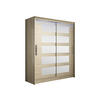 SCHWEBETÜRENSCHRANK Westa V, mit RGB LED Beleuchtung - Silberfarben/Sonoma Eiche, Holzwerkstoff/Metall (150/200/58cm) - MIRJAN24