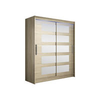 SCHWEBETÜRENSCHRANK Westa V, mit RGB LED Beleuchtung - Silberfarben/Sonoma Eiche, Holzwerkstoff/Metall (150/200/58cm) - MIRJAN24