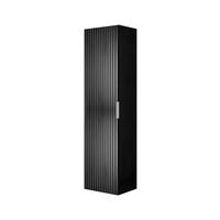 BADEZIMMERSCHRANK, Schwarz, 35 x 136 x 27 cm, silberner Griff - Silberfarben/Schwarz, Holzwerkstoff (35/136/27cm) - 3XE LIVING