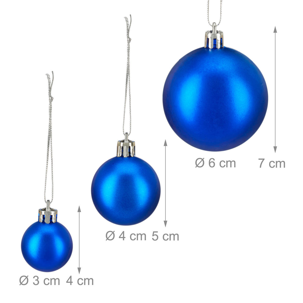 100XWEIHNACHTSKUGELN - Blau, Kunststoff (6/7/6cm) - Relaxdays