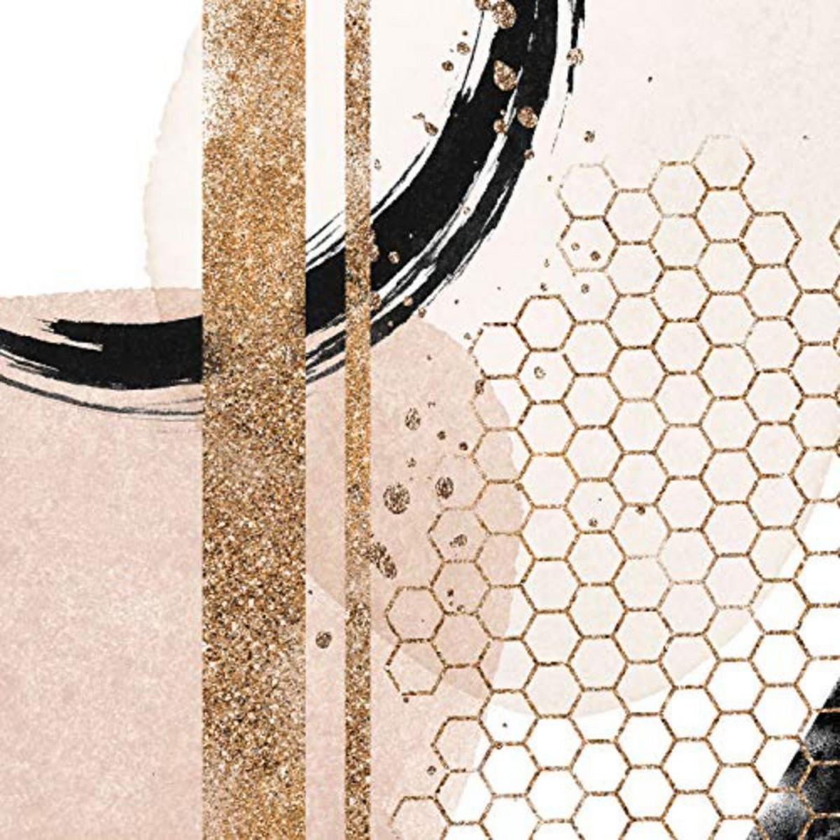 POSTER Set mit 4 Abstrakte Formen und Figuren Braun A3 Schwarzer Rahmen - Schwarz, Papier (29.7/3cm) - Nacnic