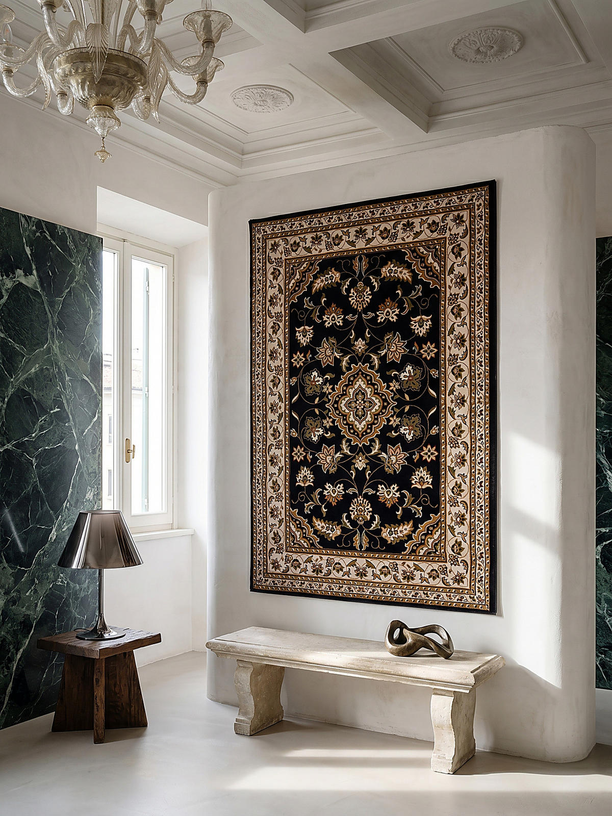 TEPPICH GLAZERT, klassisch-floral, Dunkelblau, 200 x 290 cm - Blau, Textil (200/290cm) - KADIMA DESIGN