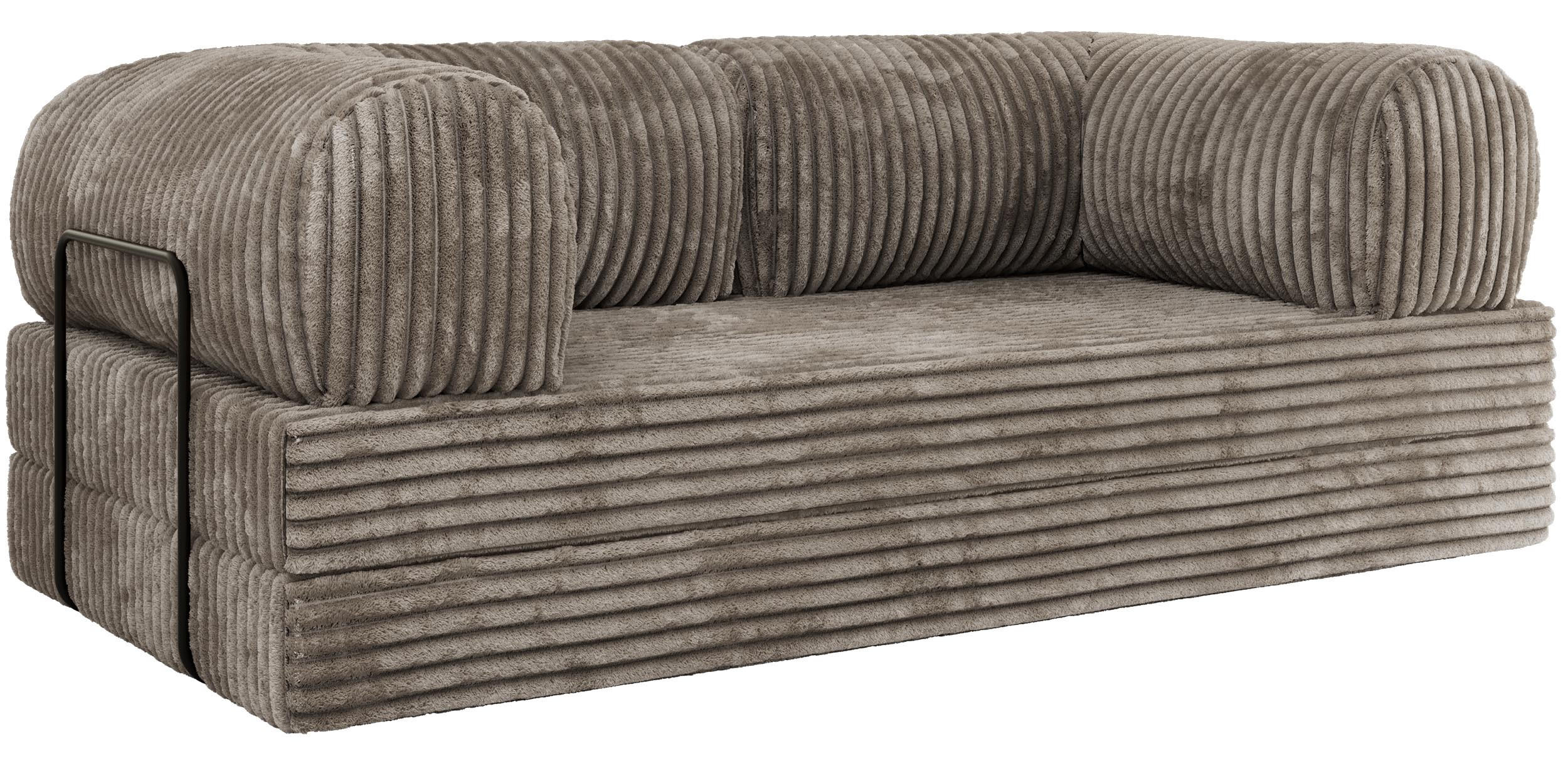 TŘÍMÍSTNÁ POHOVKA ORSETTO - Světle hnědá Manšestr - černá/světle hnědá, kov/textil (200/70/100cm) - MKS