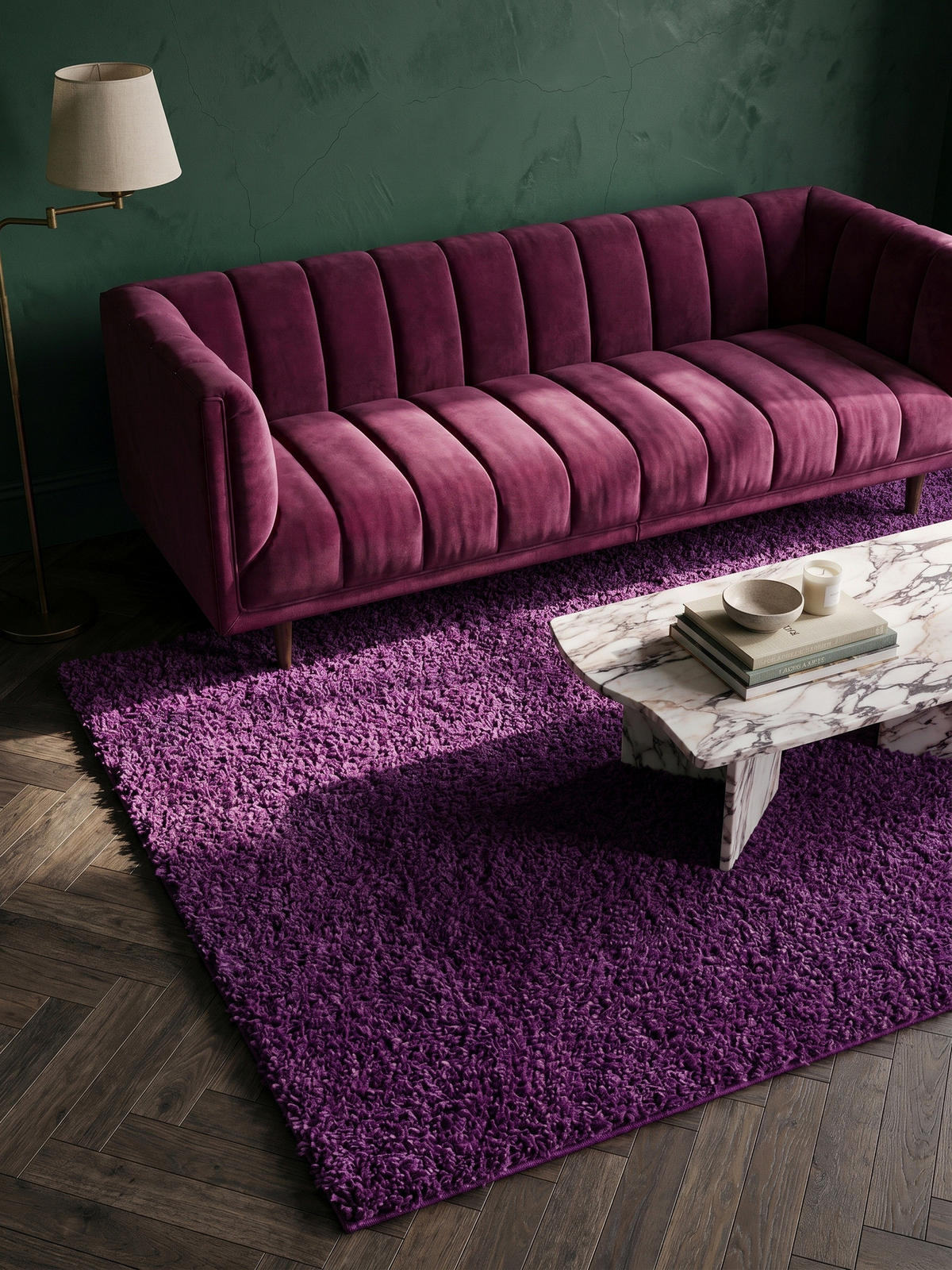 TEPPICH Hochflor Unifarben Polypropylen Wohnzimmer Shaggy Violett Rechteckig 200x290 - Lila, Textil (200/290cm) - KADIMA DESIGN