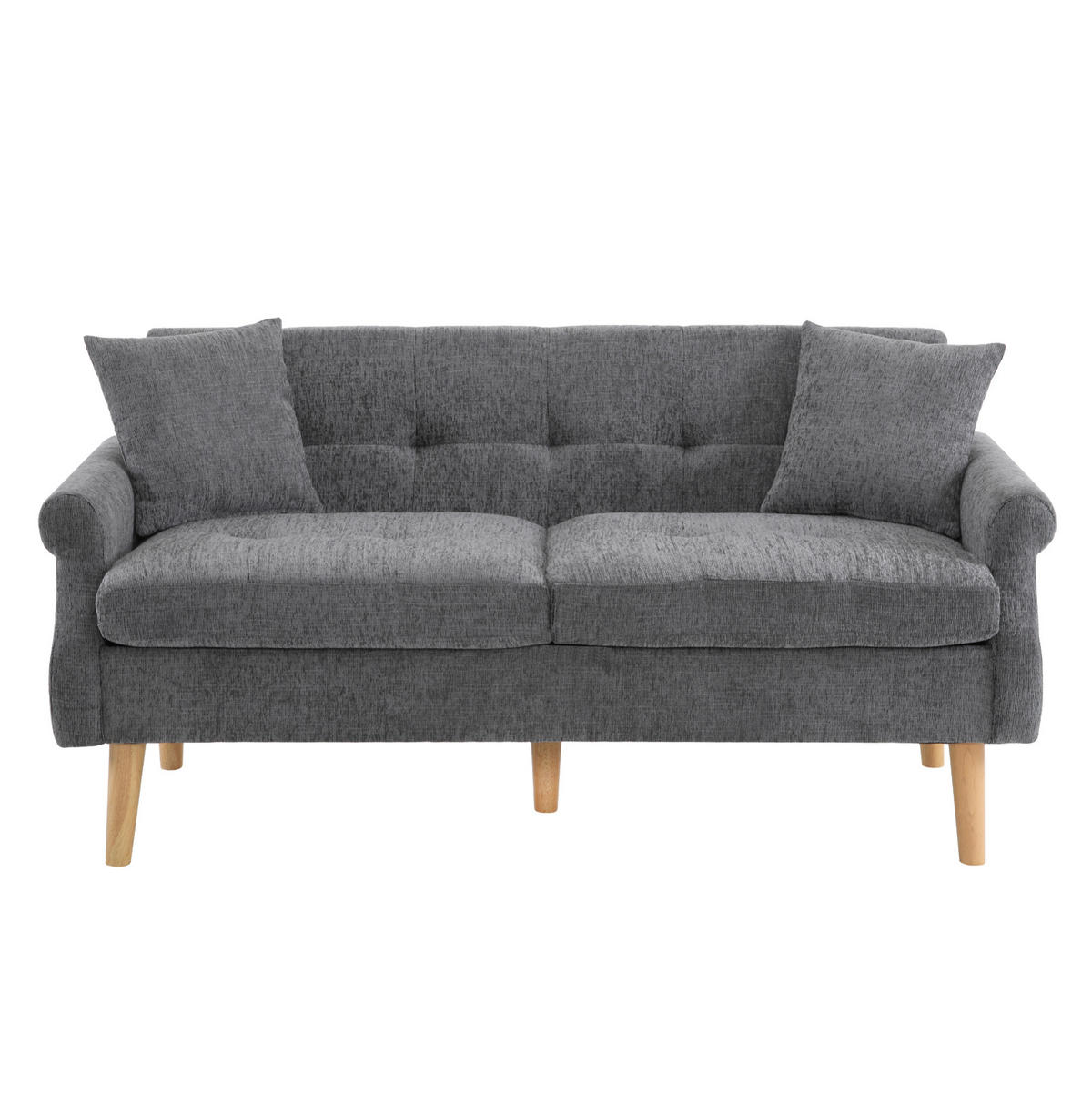 SOFA 2-Sitzer 162 x 74 x 77 cm Chenille Gray - Grau, Kunststoff (162/77/74cm) - Meubliv