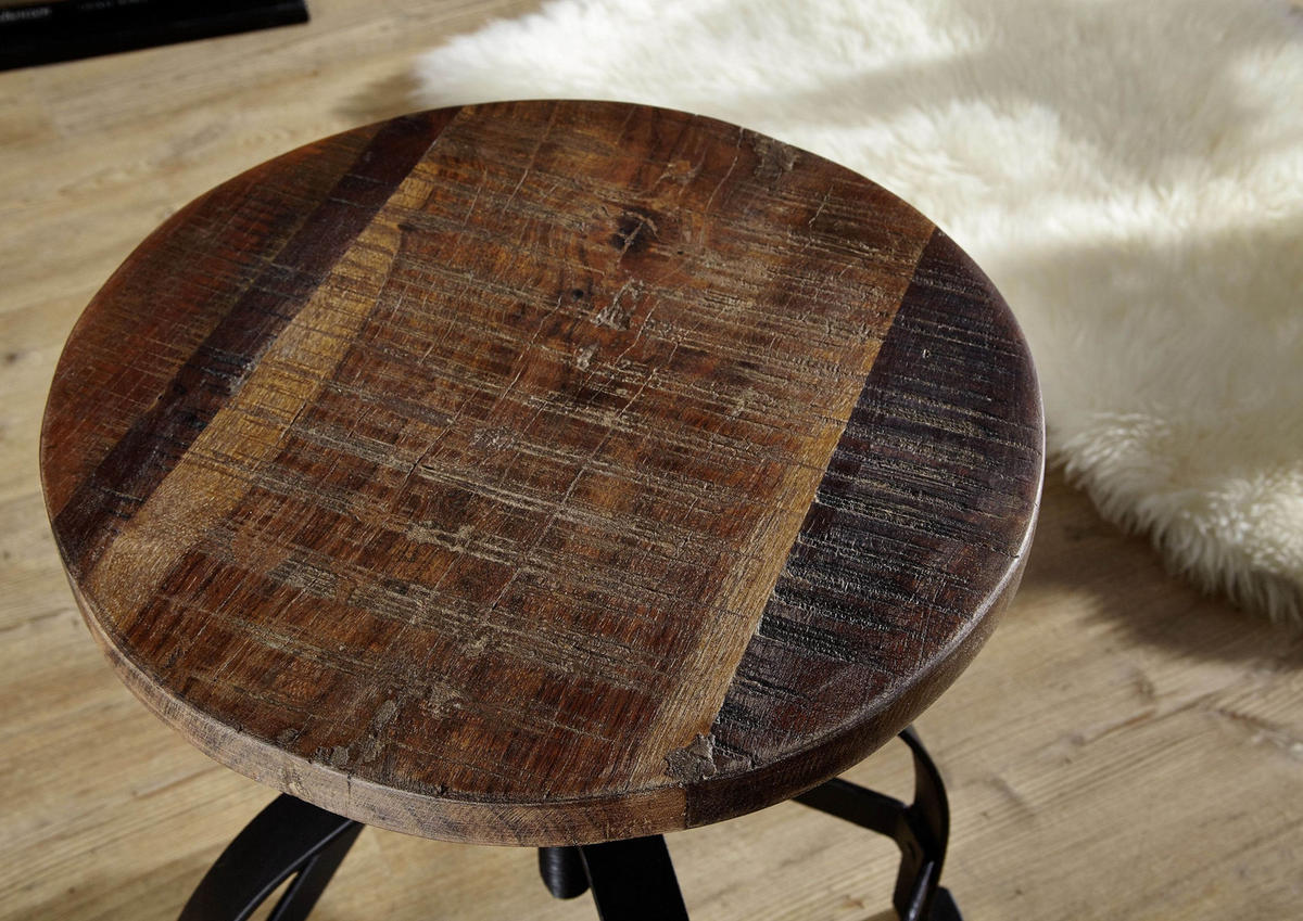 HOCKER Altholz 30x30x47 mehrfarbig lackiert INDUSTRIAL #03 - Multicolor, Holz (30/47/30cm) - Massivmoebel24