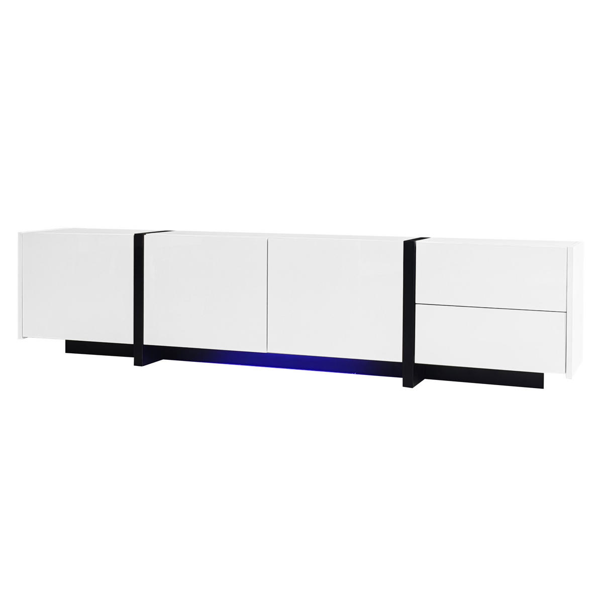 TV-ELEMENT mit 3 Türen und Schublade 170 cm Weiß/Schwarz Hochglanz - Weiß, Holzwerkstoff (30/39/170cm) - Beauniv