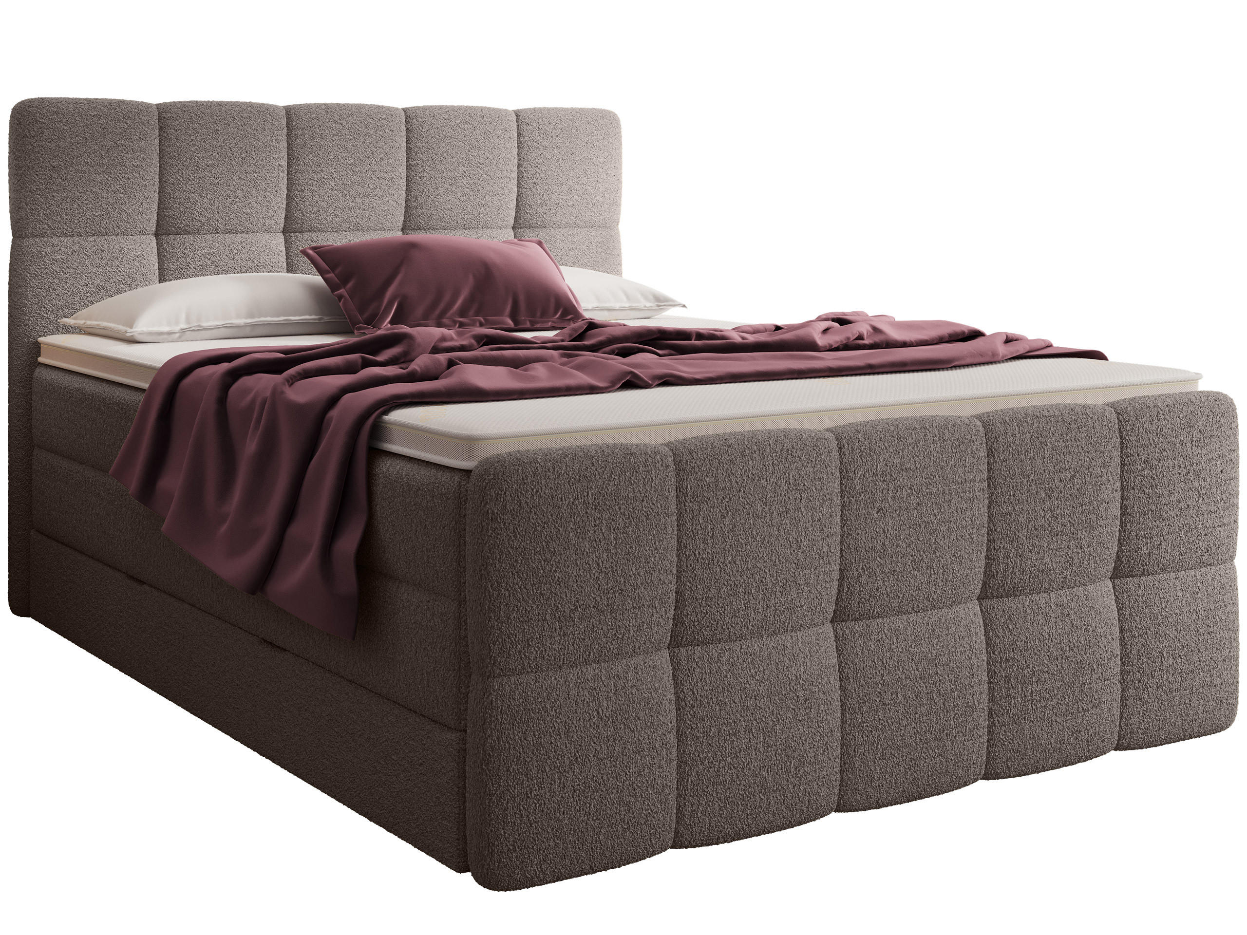 BOXSPRINGBETT Madison 2 braun 200/200 H3/H4 Boucle - Braun, Textil (200/200cm) - wonello