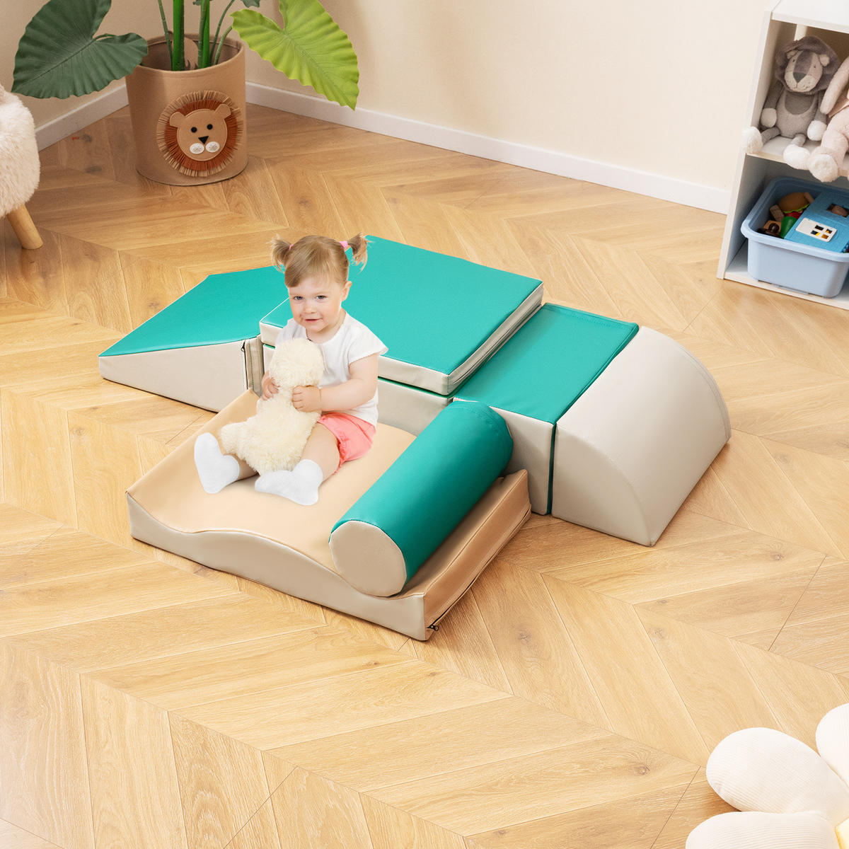 SCHAUMSTOFFBLOCK Grün (7-teilig) - Grün, Leder (40/20/40cm) - COSTWAY