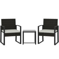 GARTENSET aus Stahl 55x58x76 cm Cremegrau mit 2 Sesseln, Tisch und abnehmbaren Kissenbezügen - Braun, Metall - Modfu