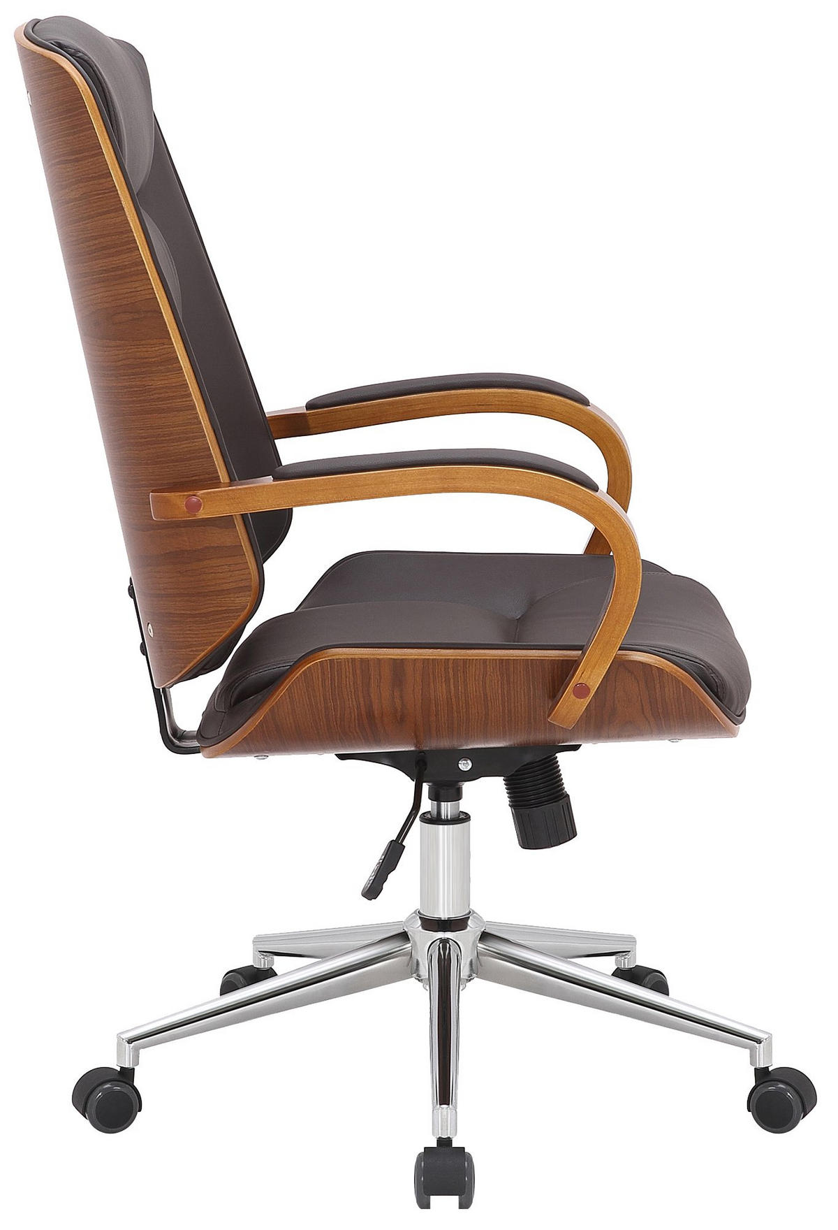 DREHSTUHL Lederlook walnuss/braun - Chromfarben/Walnussfarben, Textil/Metall (60/102/68cm) - CLP