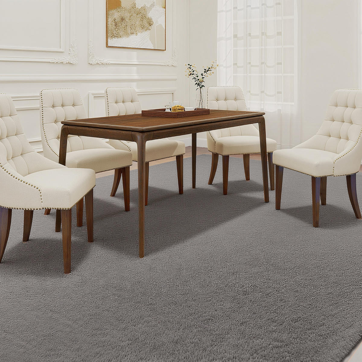 TEPPICH DE-14307 maschinenwaschbar, rutschfest Hellgrau - Hellgrau, Textil (140/200cm) - ComfortXL