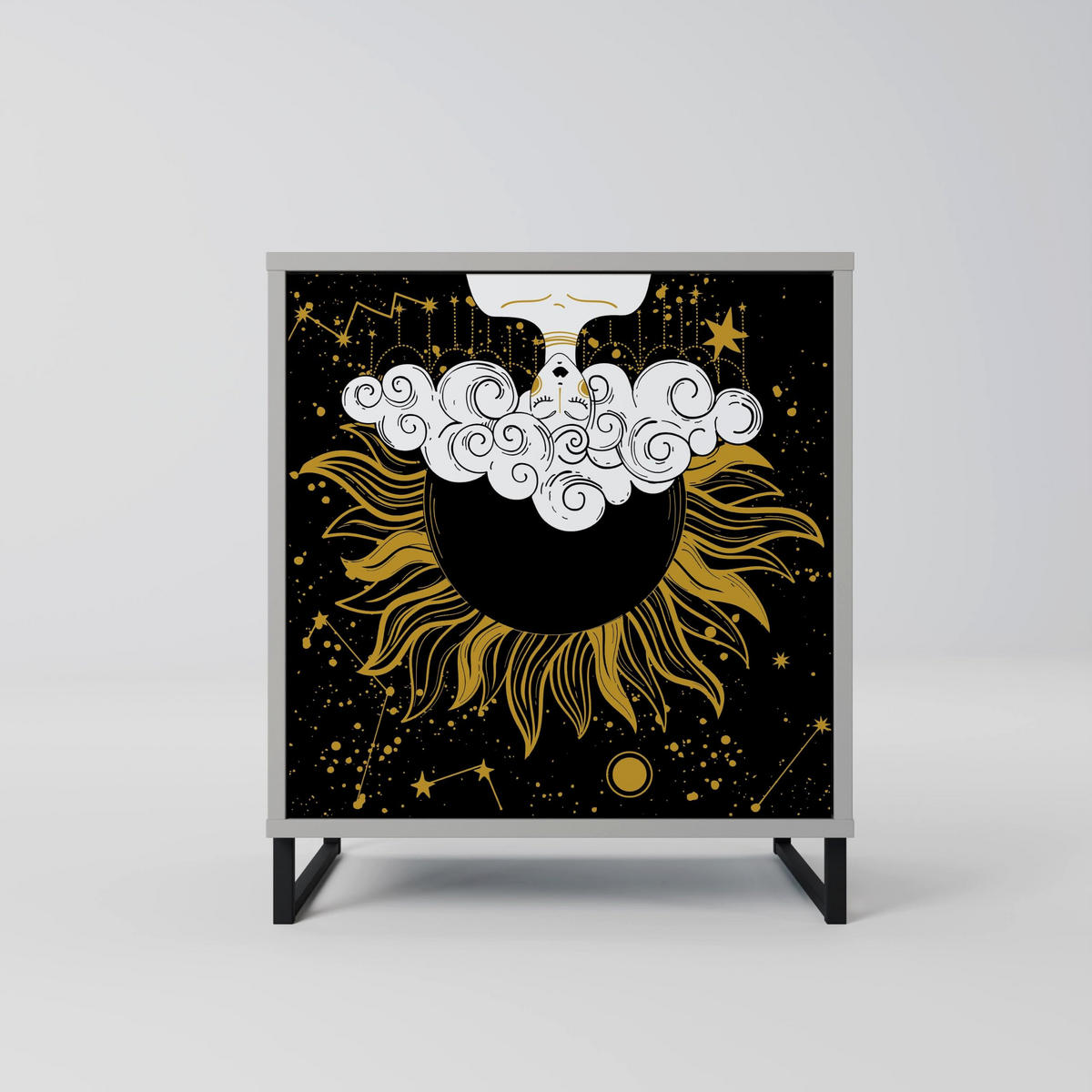 SIDEBOARD STELLAR CONSTELLATIONS, Grau, 57,5x42x57,5 cm, Ohne Füße - Multicolor/Grau, Holzwerkstoff (57.5/57.5/42cm) - SpaceRebels