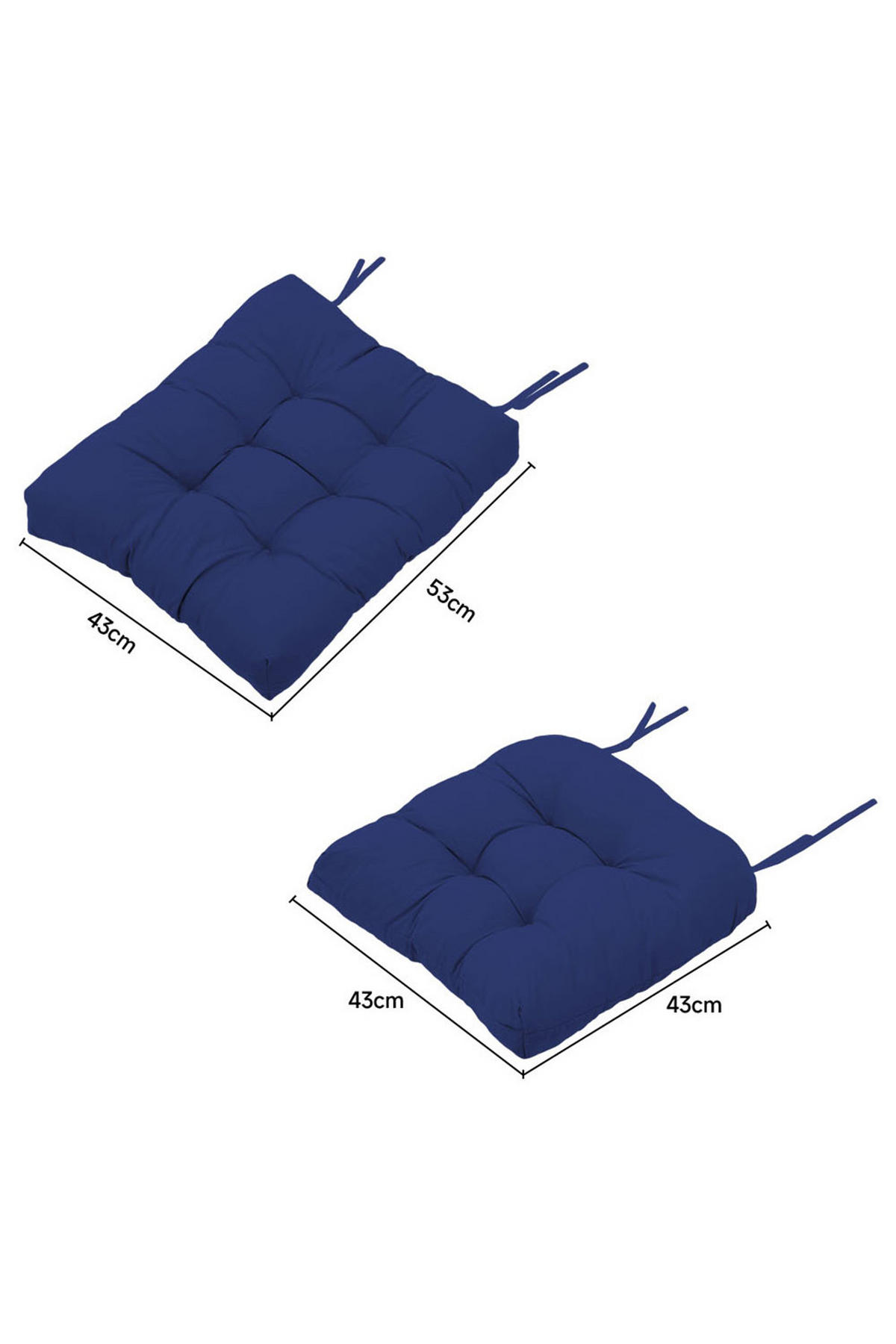 SITZKISSEN-SET 2-tlg. aus Polyester PP-Baumwolle in Marineblau für Outdoor-Liegen Kombinierfreudiges Design 43 x 53 cm - Blau, Textil (43/72/53cm) - Livingandhome