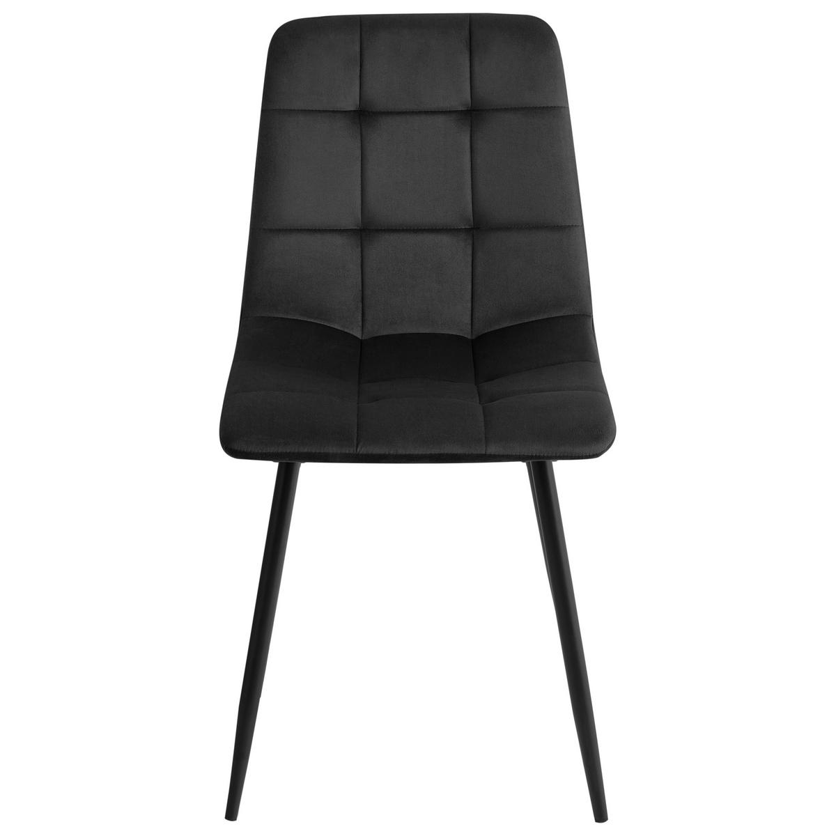 ESSZIMMERSTUHL 4er Set Samtstoff Schwarz Powell - Schwarz, Textil/Metall (45/88/62cm) - Beliani