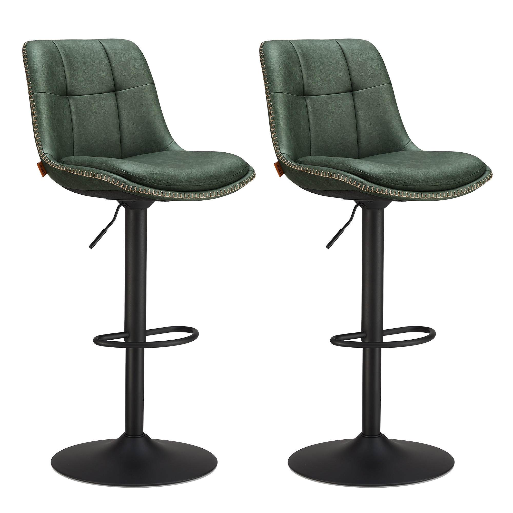 BARHOCKER Megan (2er Set) - Grün, Leder (48/112/43cm) - VASAGLE