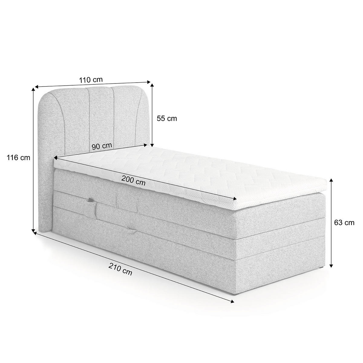BOXSPRINGOVÁ POSTEL Romeo, jednolůžko s elektrickým polohováním matrace, 90x200 cm, béžová - béžová, textil (90/200cm) - Beautysofa