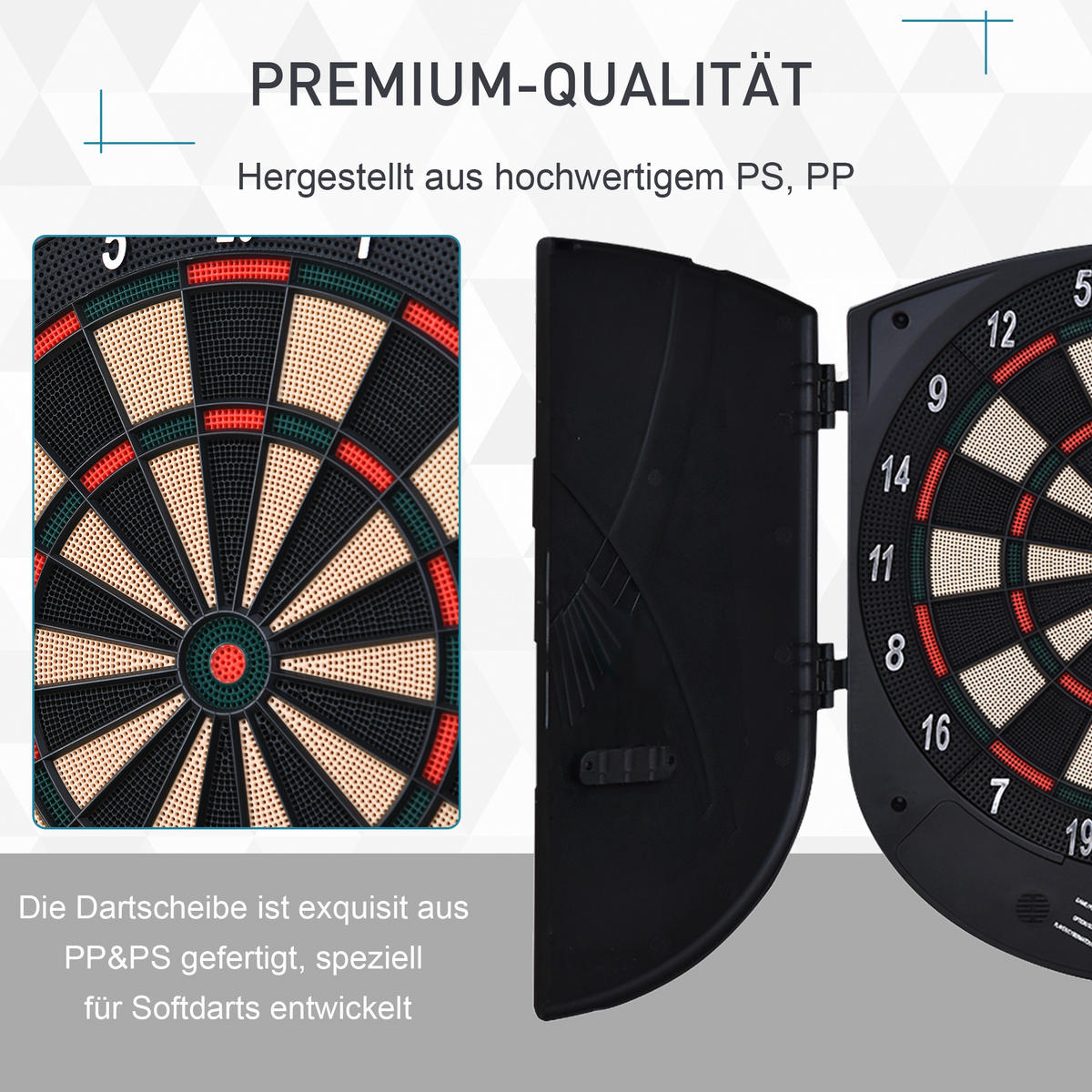 ELEKTRONISCHE Dartscheibe - Schwarz, Kunststoff (44/4.4/50cm) - HOMCOM