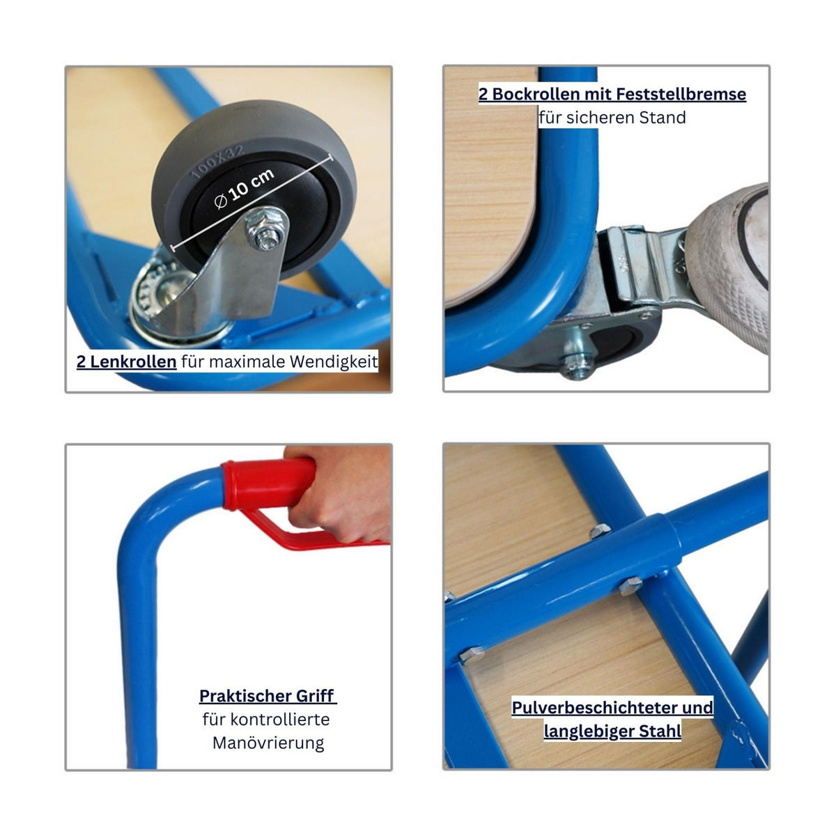 GRIFFROLLER 2 Ladeflächen 102x50x60cm Traglast 250kg Lichtblau - Blau, Metall (60/50/102cm) - PROREGAL