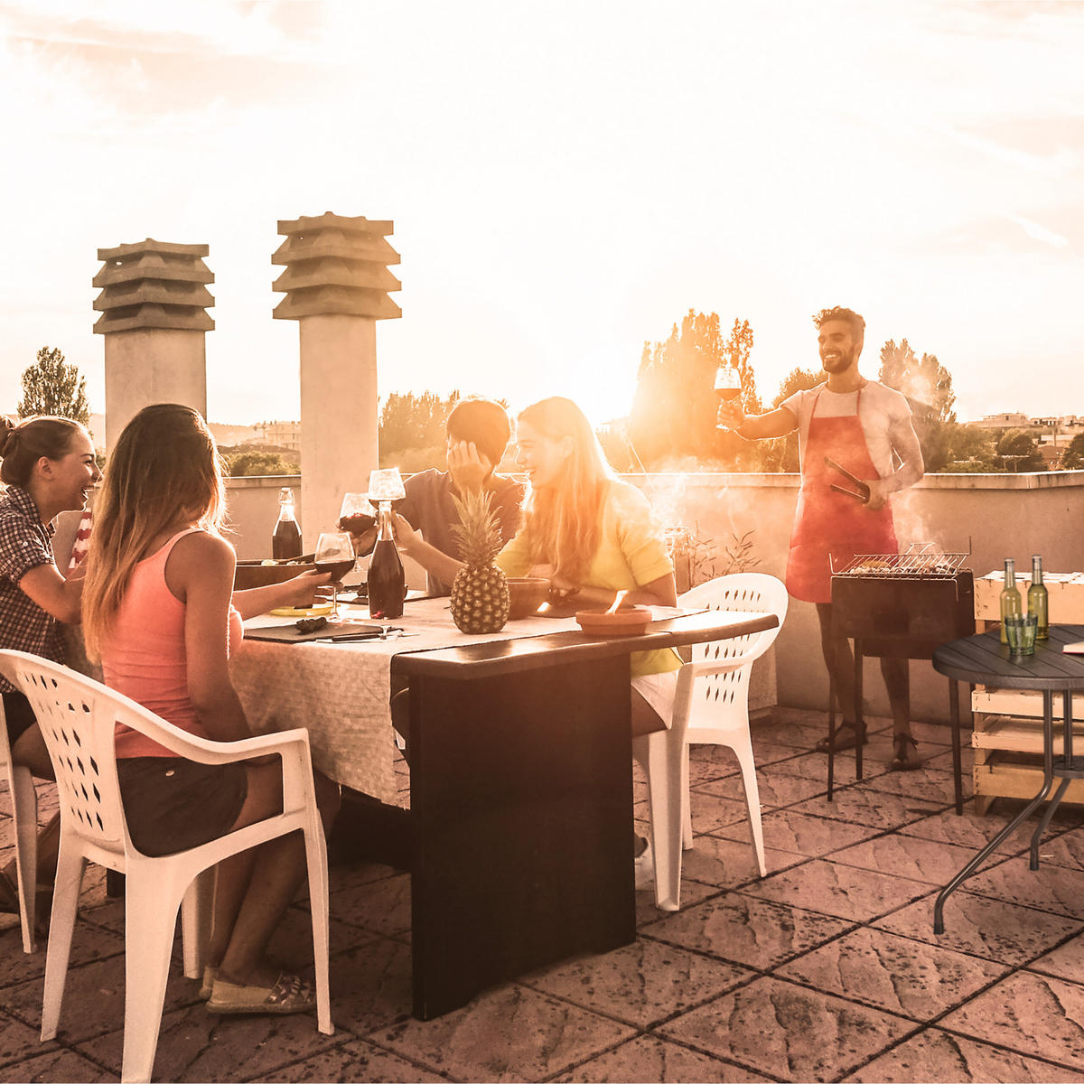 GARTENTISCH - Braun, Kunststoff/Metall (80/80/75cm) - Relaxdays