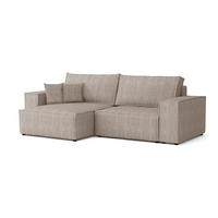 ECKSOFA MATT 255/153 cm links in Cord Beige - Beige/Schwarz, Holz/Holzwerkstoff (255/153cm) - Deine Möbel 24