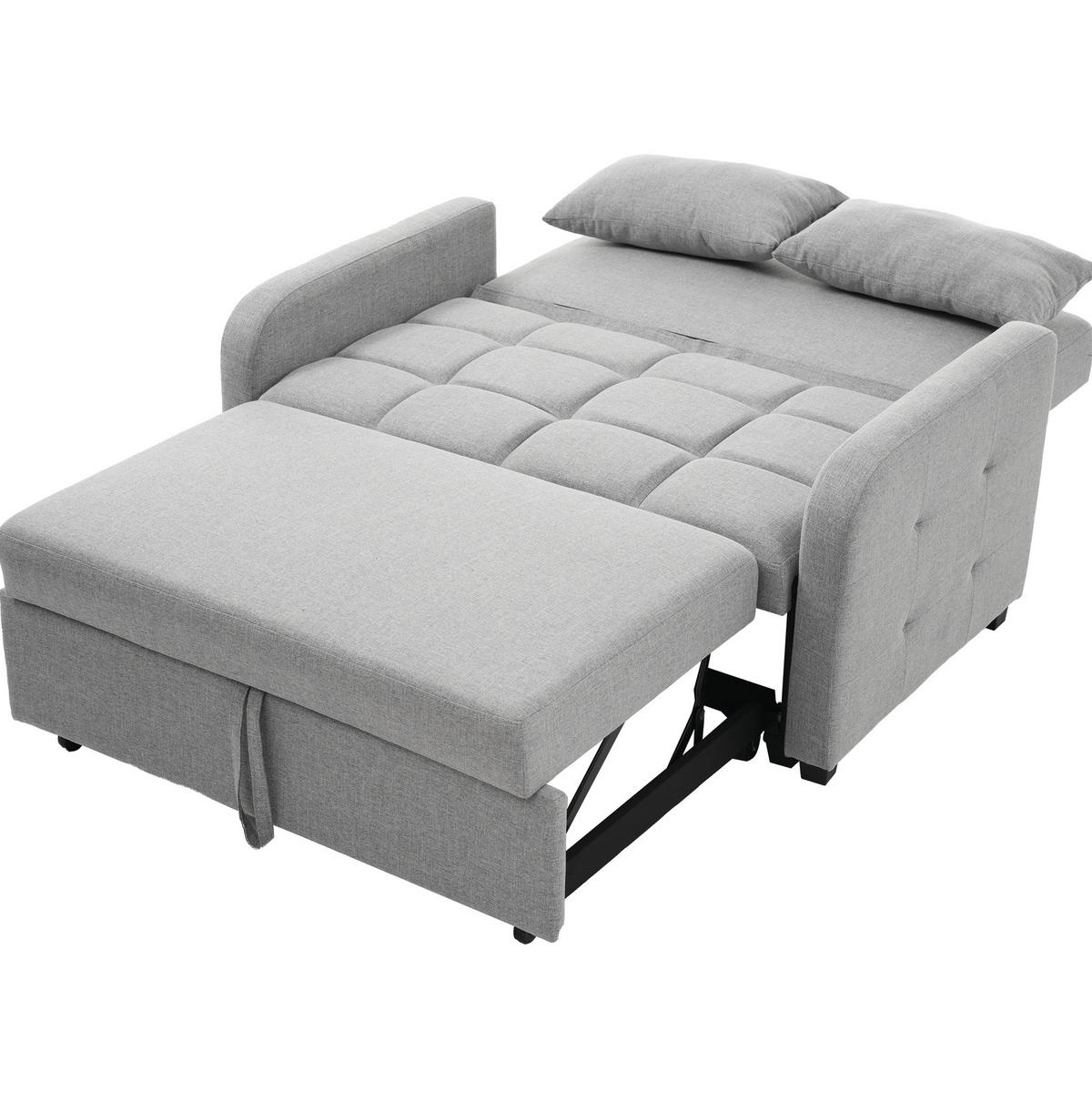 SCHLAFSOFA Baumwoll-Leinen mit verstellbarer Rückenlehne Antikgrau 127/75/94 cm - Grau, Textil (75/94/127cm) - Redom