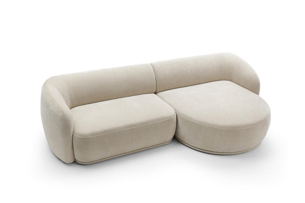 ECKSOFA Nobis Beige, Modulares Sofa mit abgerundeter Seite, rechte seite - Beige, Holzwerkstoff/Textil (288/147cm) - Bettso